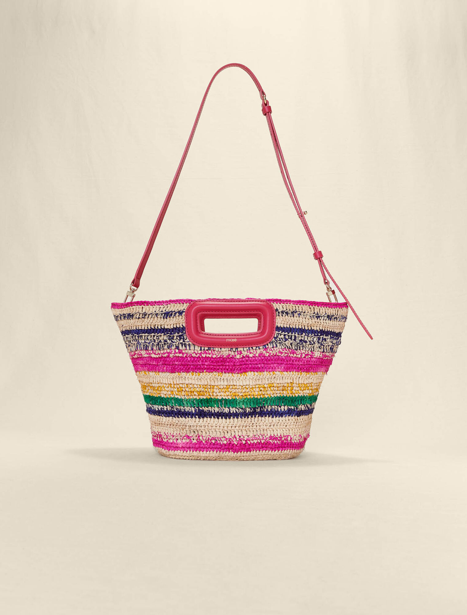 Striped raffia mini basket