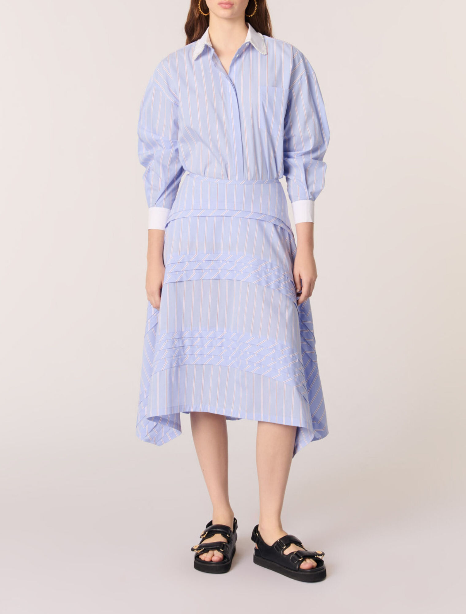 Striped cotton maxi skirt