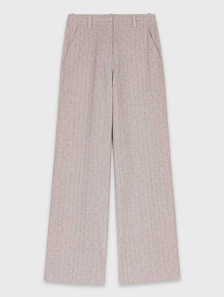Pantalon tailleur à strass
