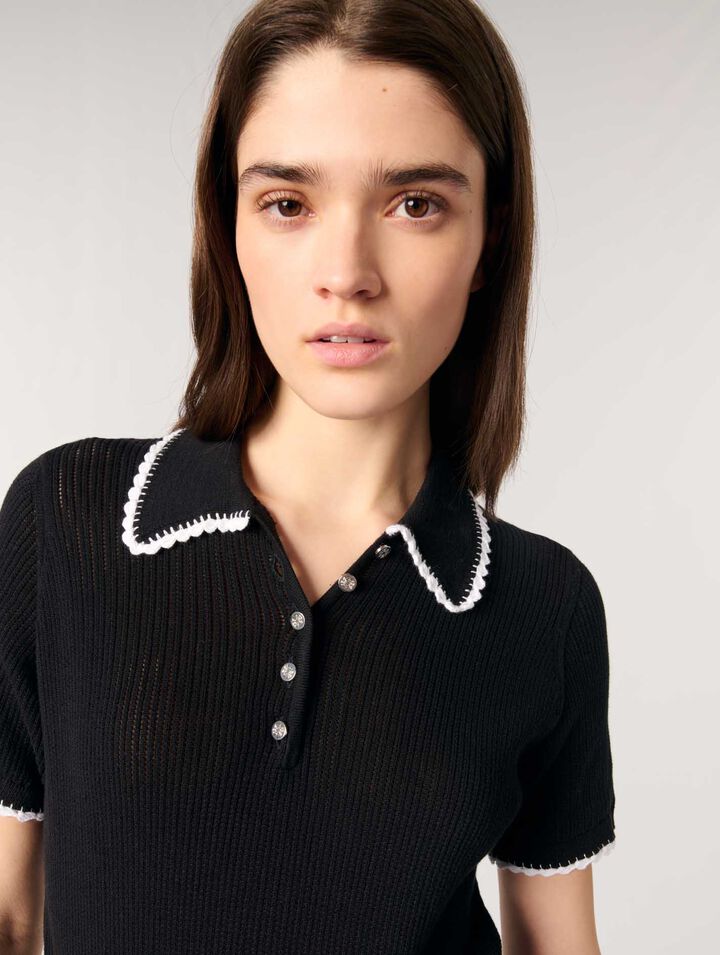 Polo en maille pointelle