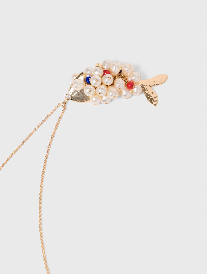 Long beaded fish necklace