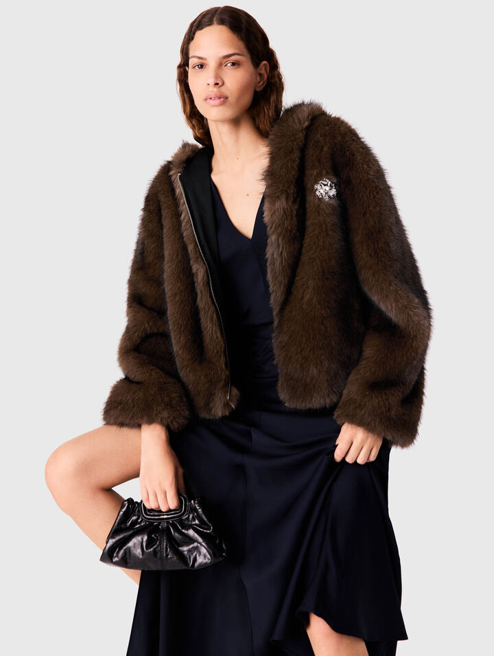 Oversized faux fur jacket