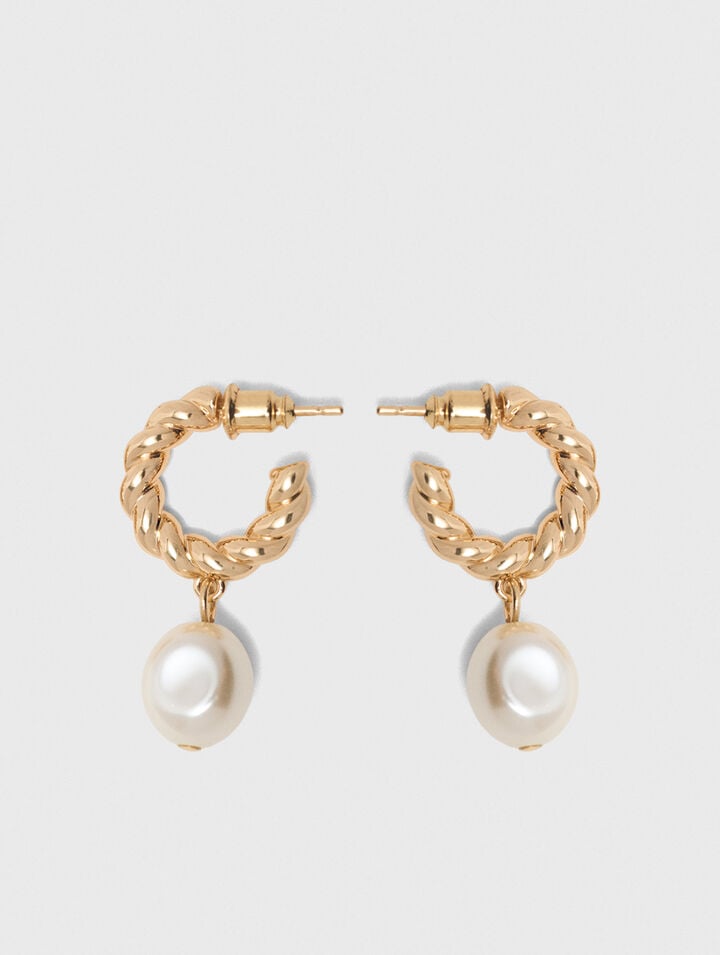 Twisted bead hoop earrings