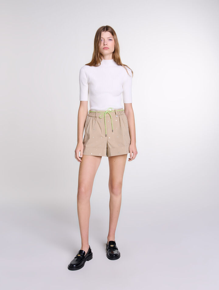 Short clouté en coton