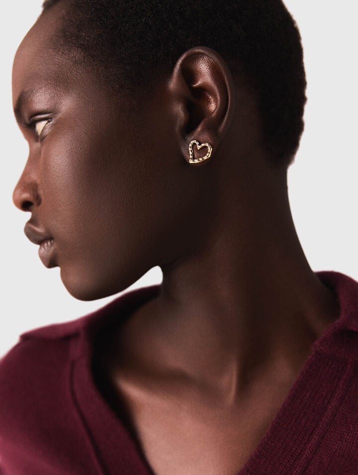 Puces d'oreilles cœur à strass