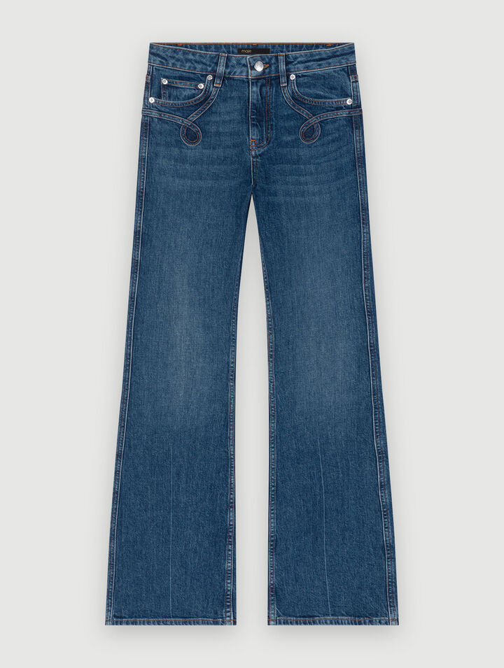 Jean flare à poches brodées
