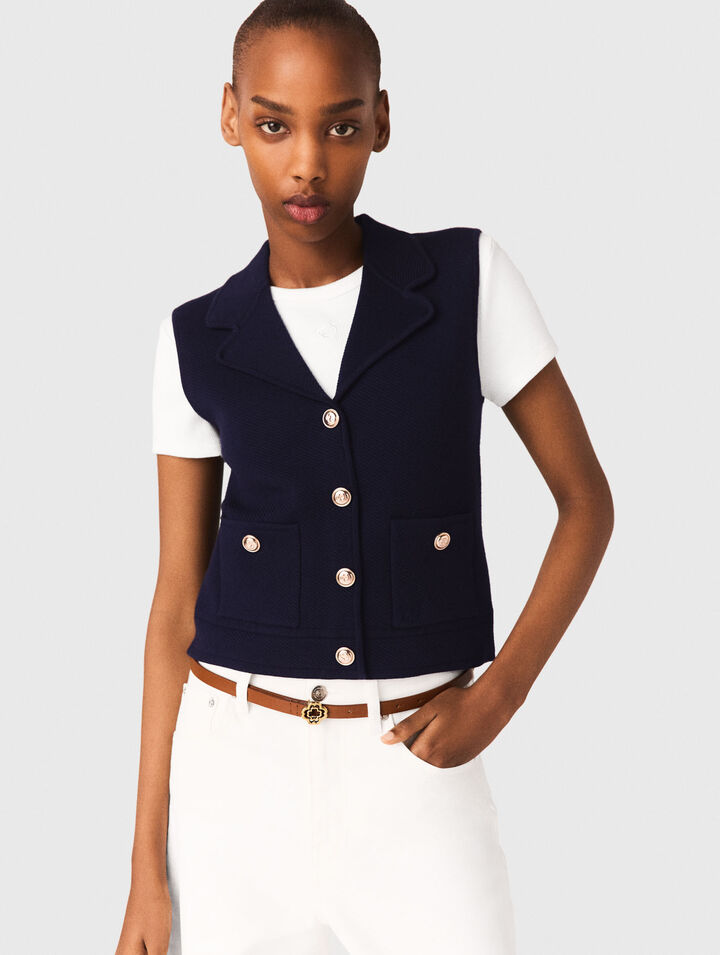 Gilet en maille &agrave; col polo