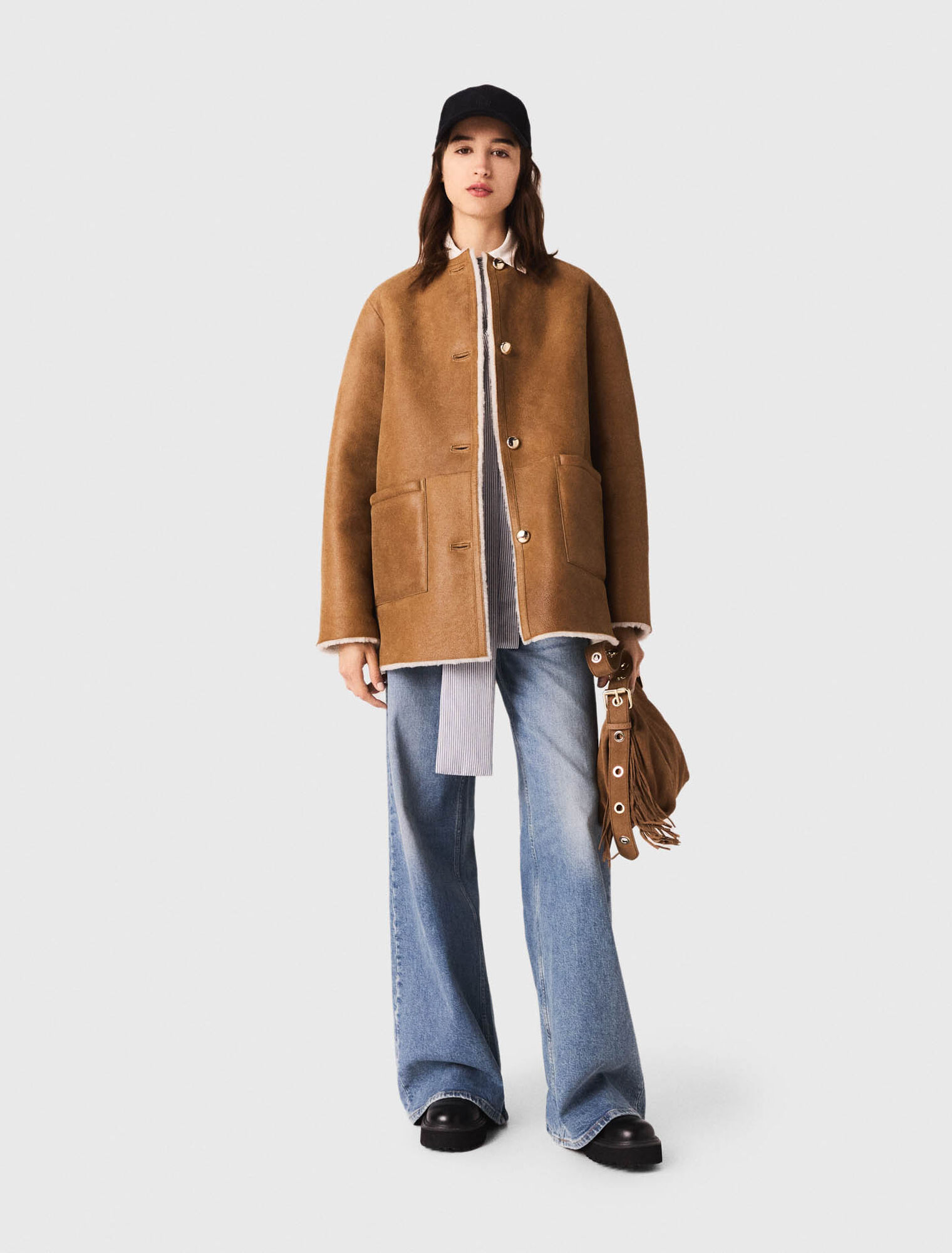 Manteau réversible en cuir