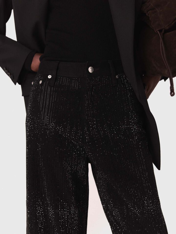 Jean large strassé