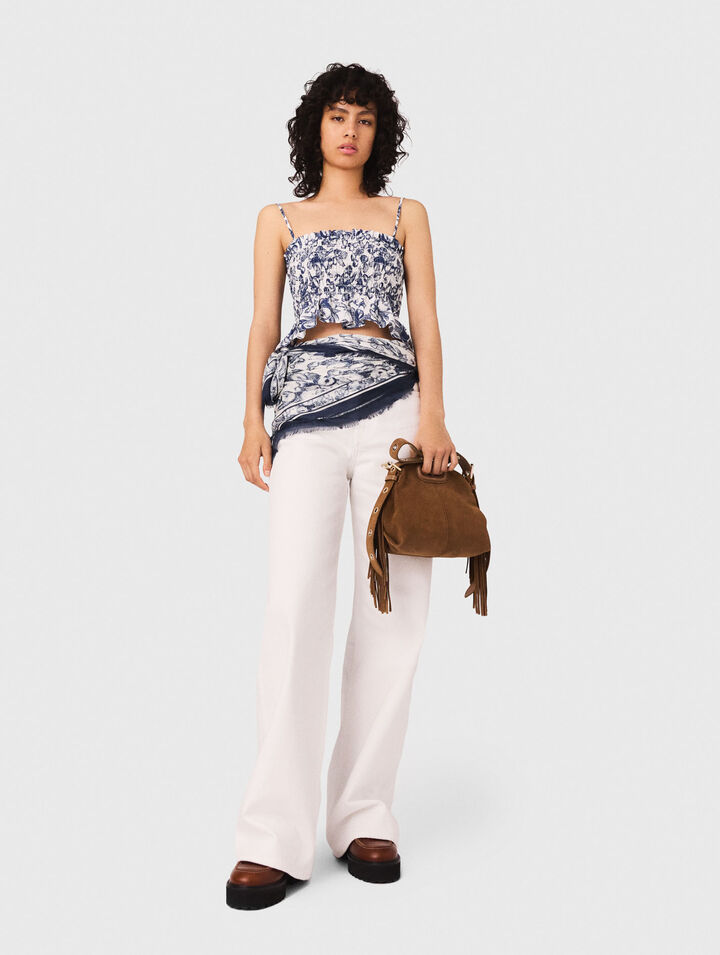 Printed smocked top