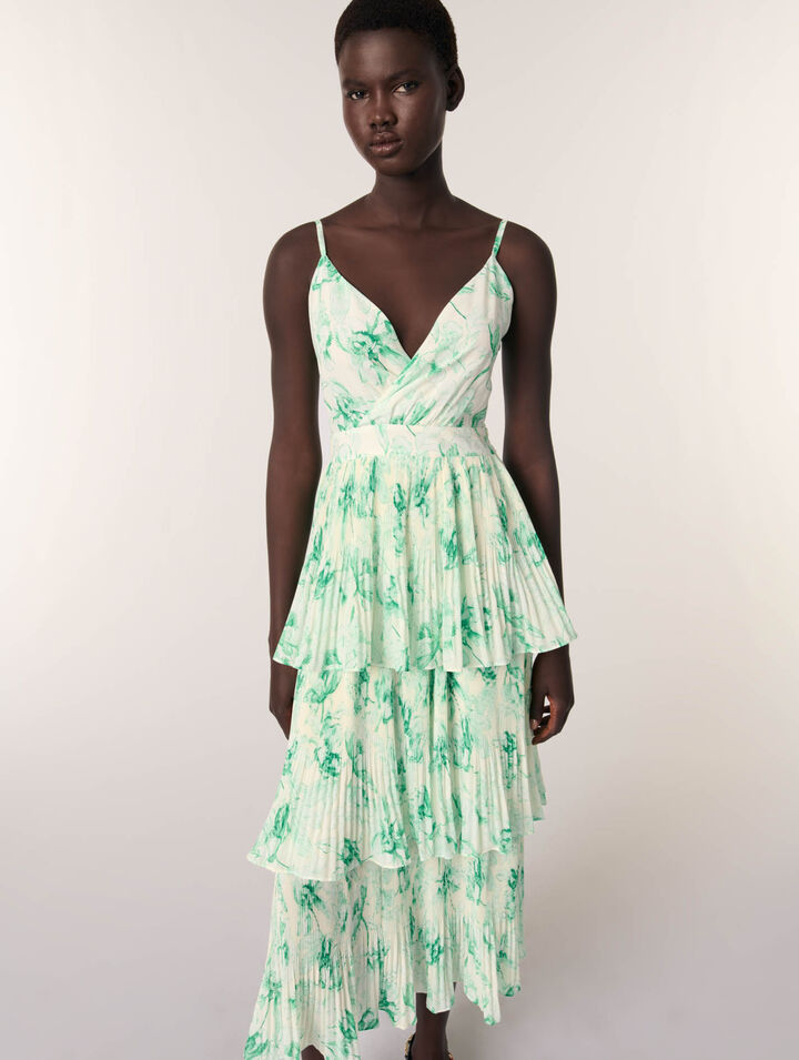 Robe longue imprimée à volants