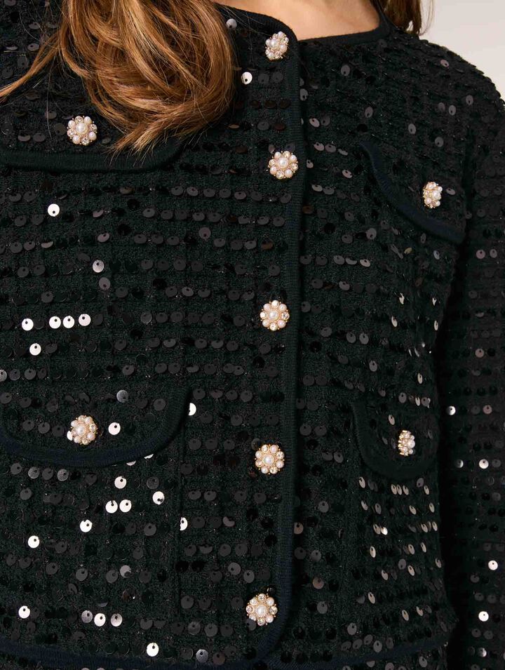 Cardigan court à sequins