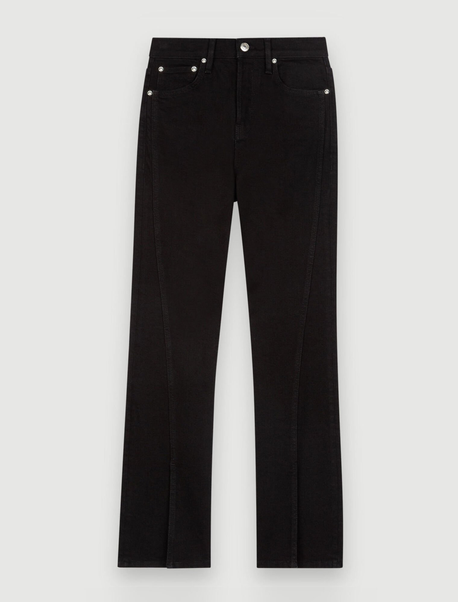 High-waisted jeans with front split