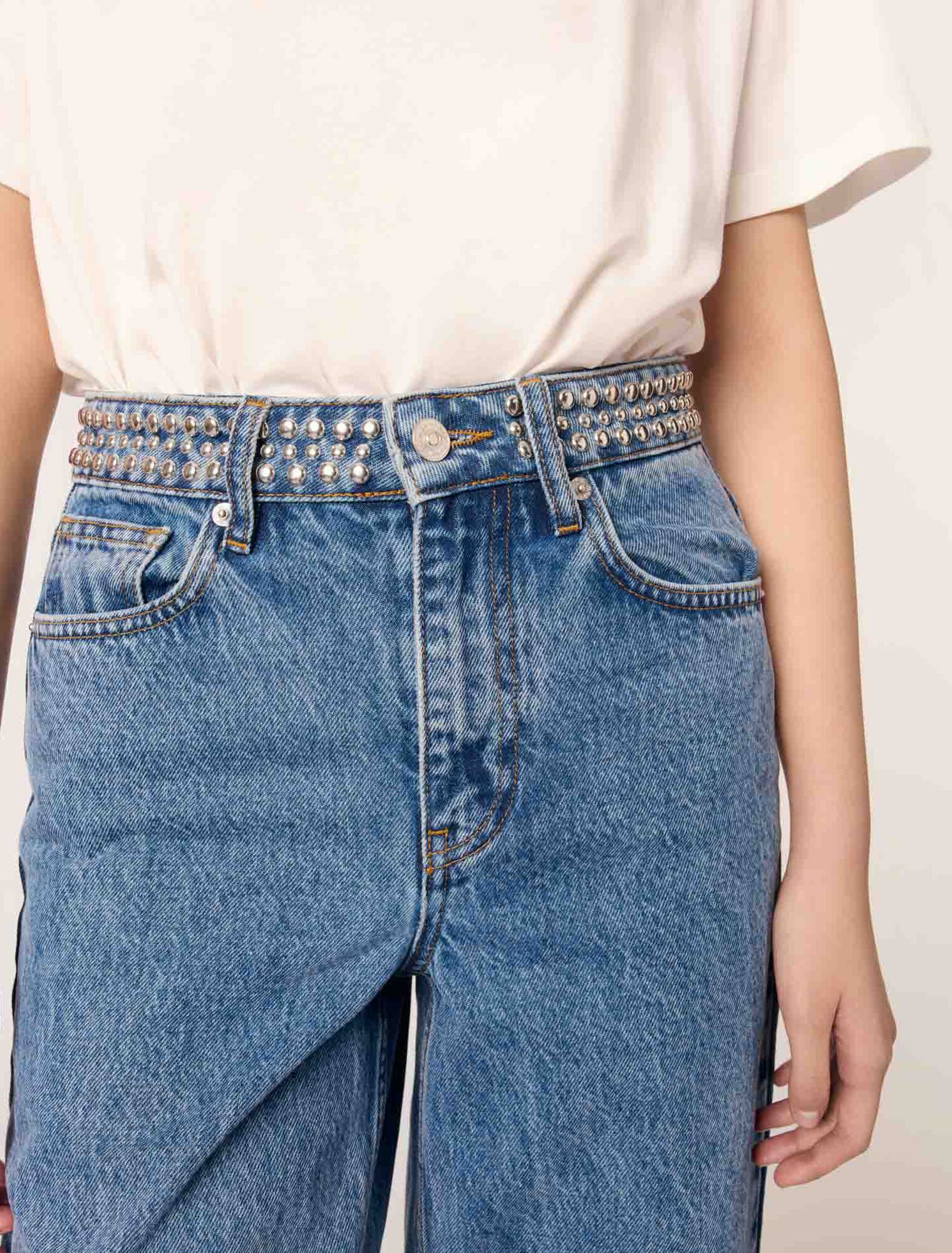 Jean flare à ceinture studée