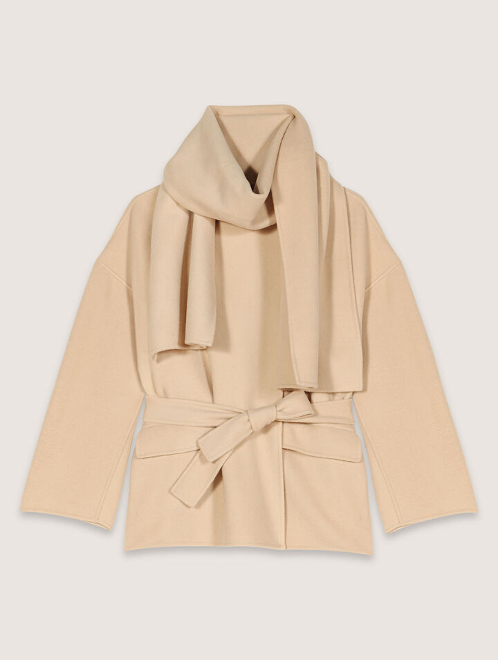 Manteau double face à écharpe