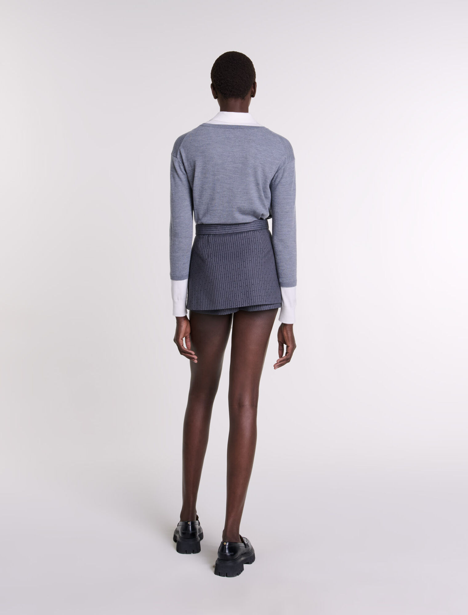 Short trompe l'œil strassé