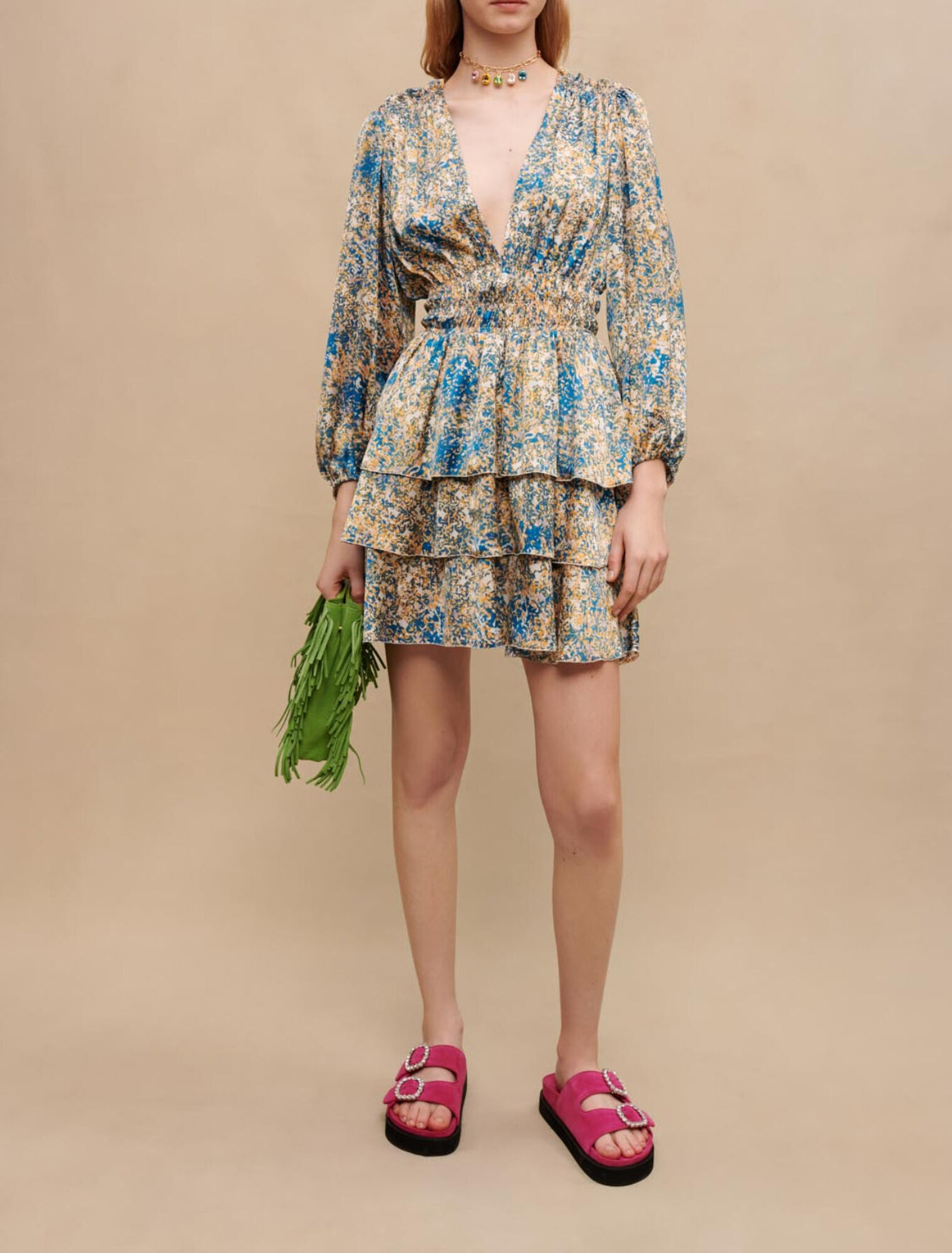 Abstract print short dress