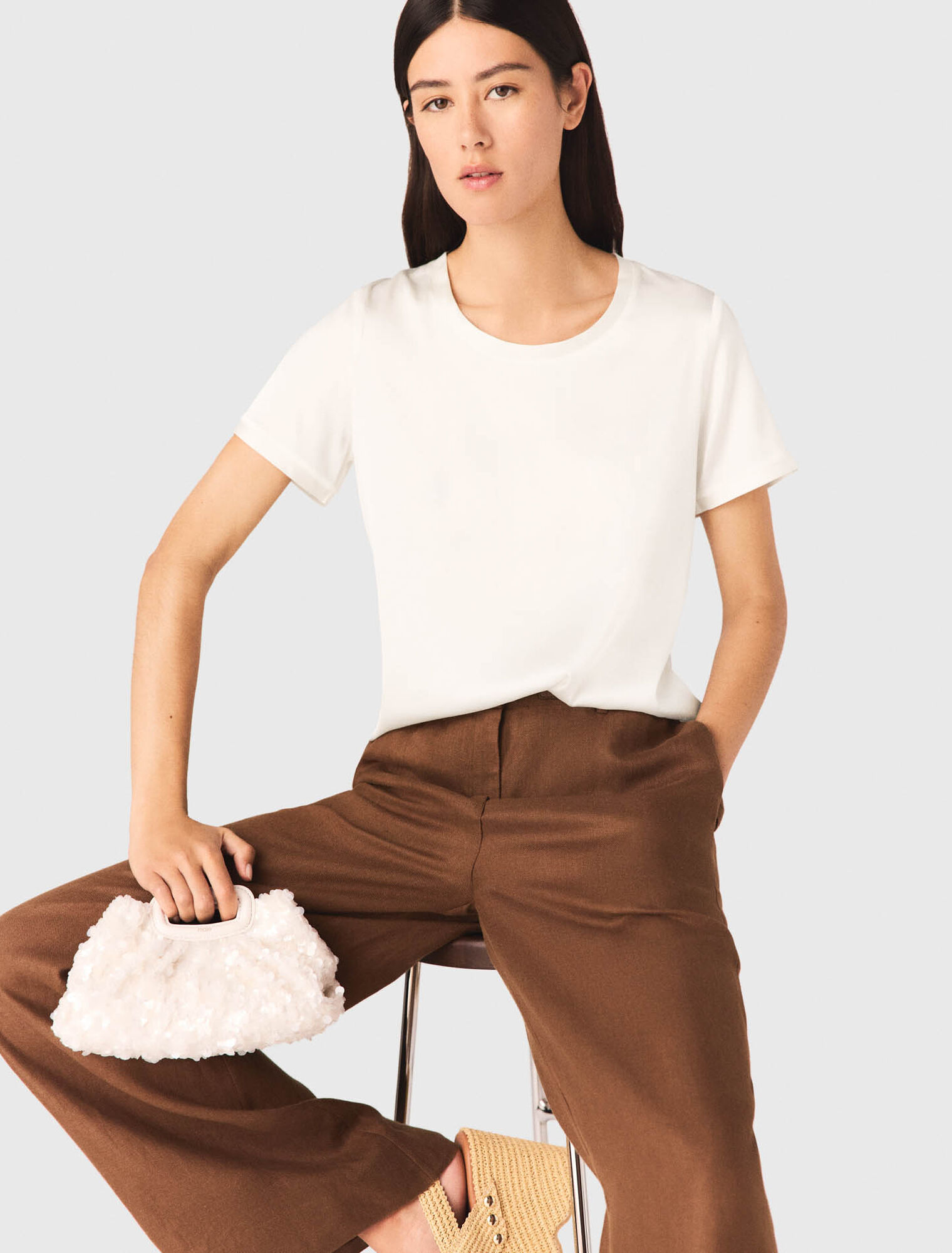 Top manches courtes en soie