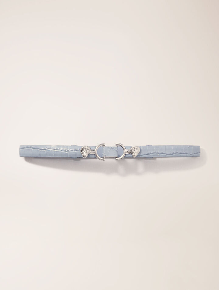 Ceinture fine en cuir à mors lion