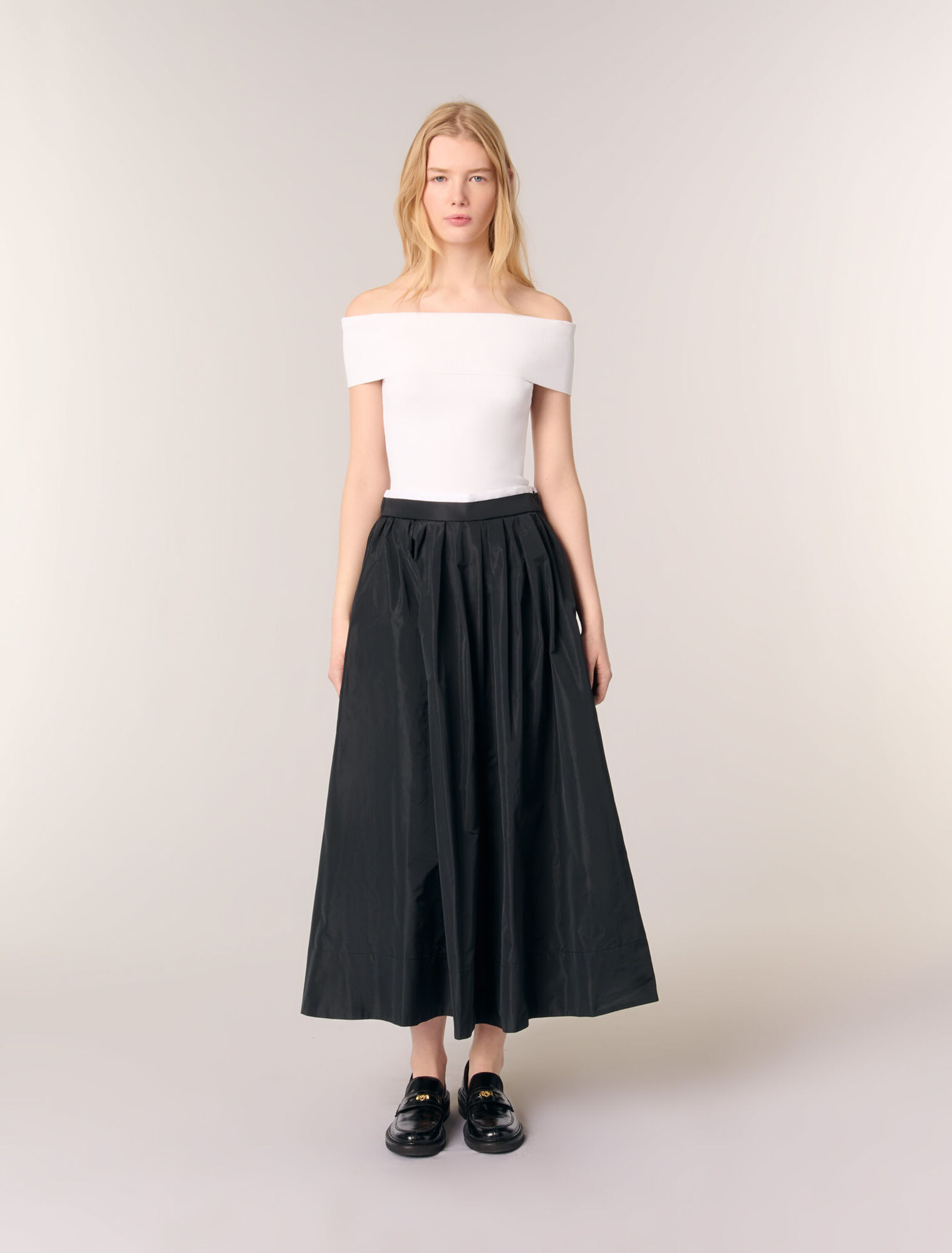 Jupe longue avec taille contrastée 