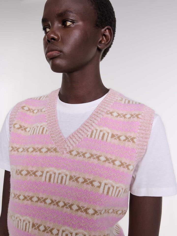 Pull jacquard sans manche
