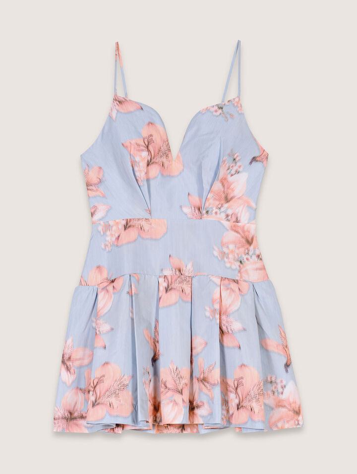 Robe courte en taffetas imprimé
