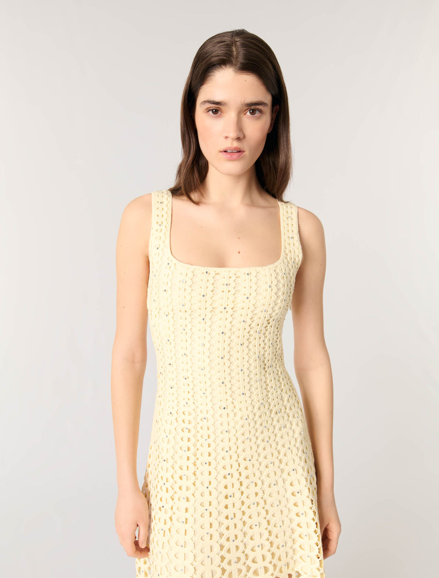 Robe midi en crochet strassé