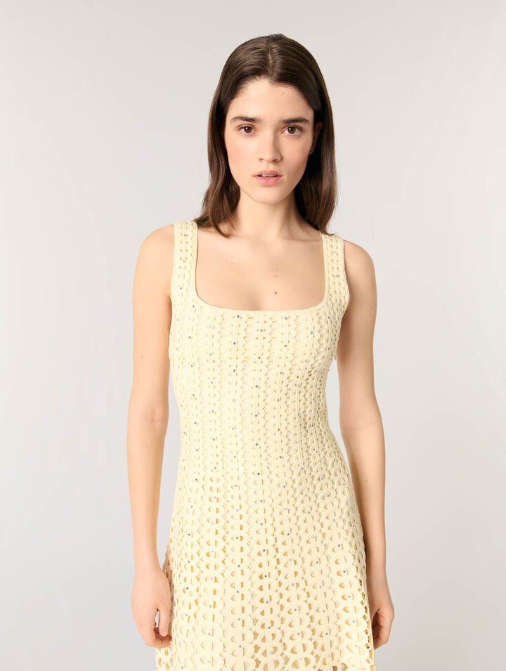 Robe midi en crochet strassé