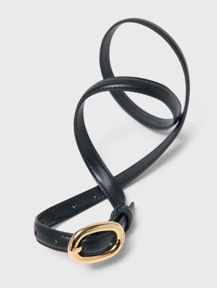 Ceinture cuir fine &agrave; boucle ovale
