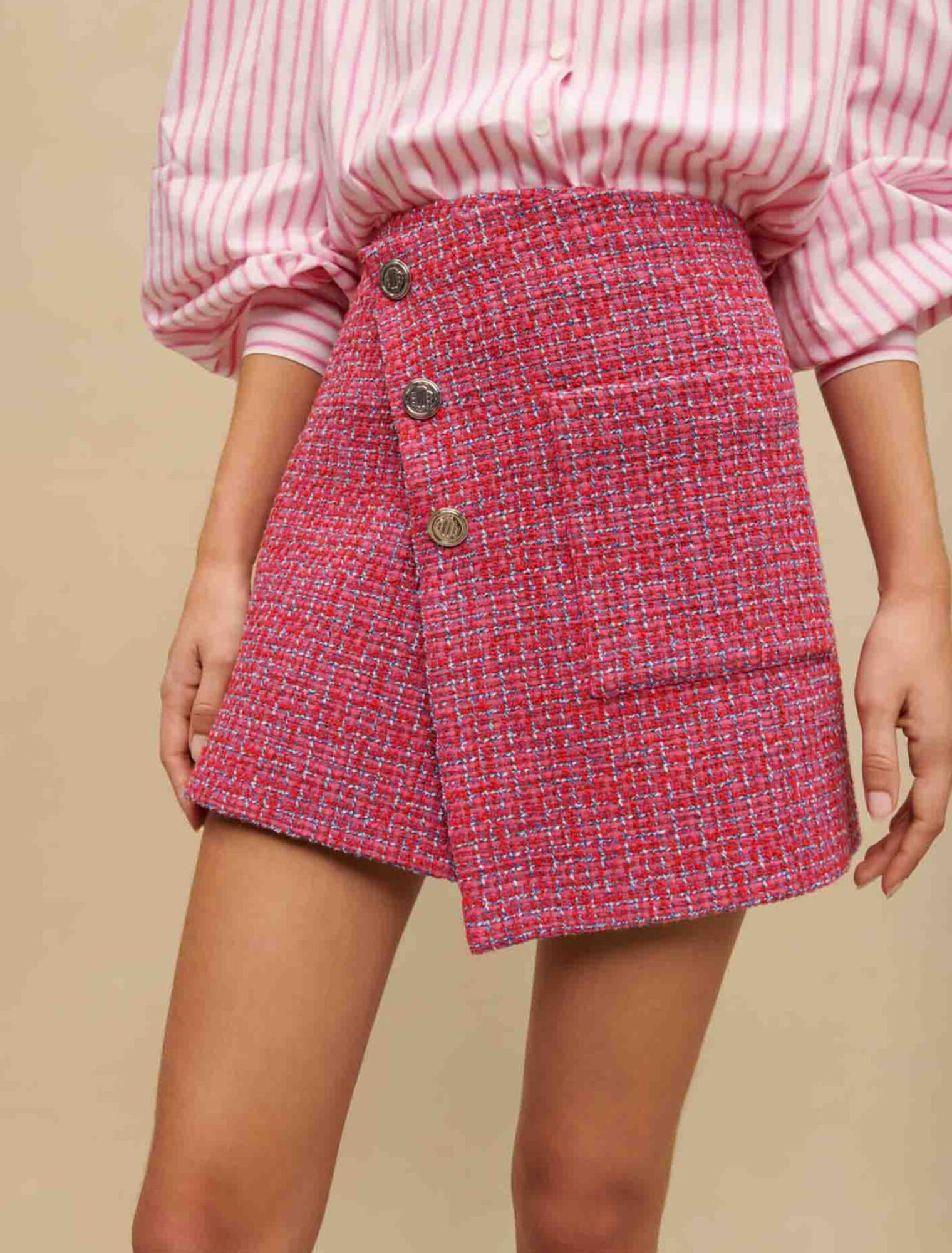 Wrap skirt in tweed