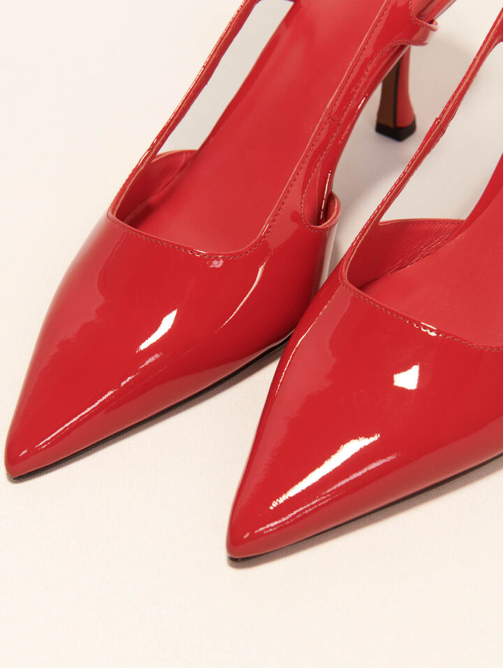 Escarpin slingback en cuir vernis