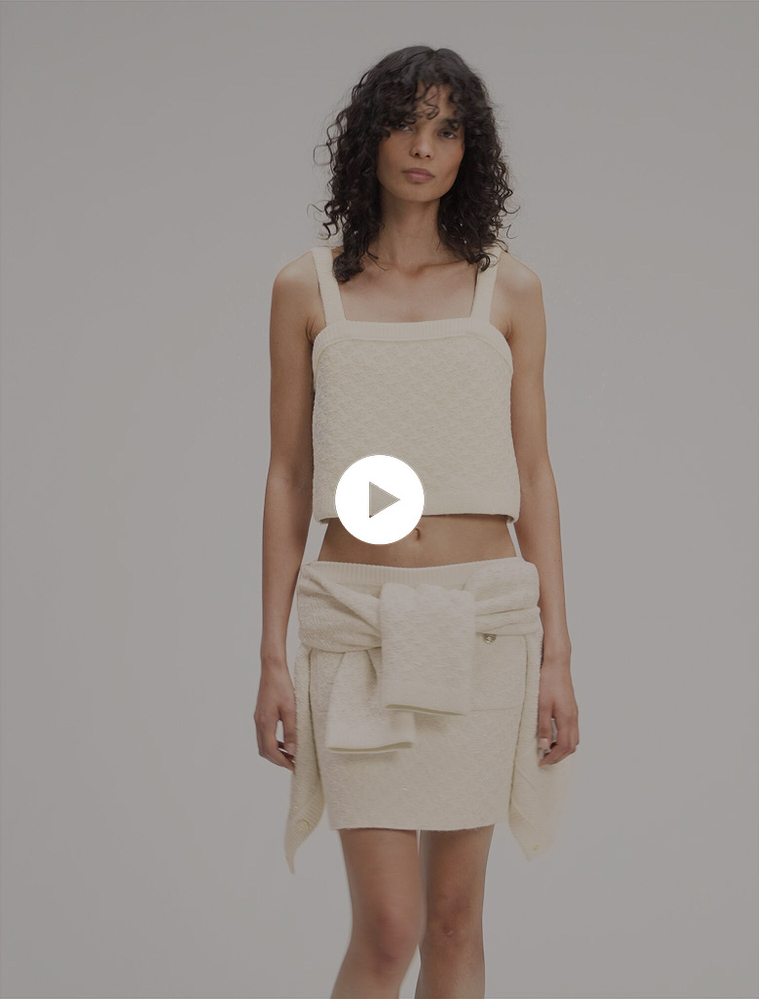 Tweed-effect knit crop top
