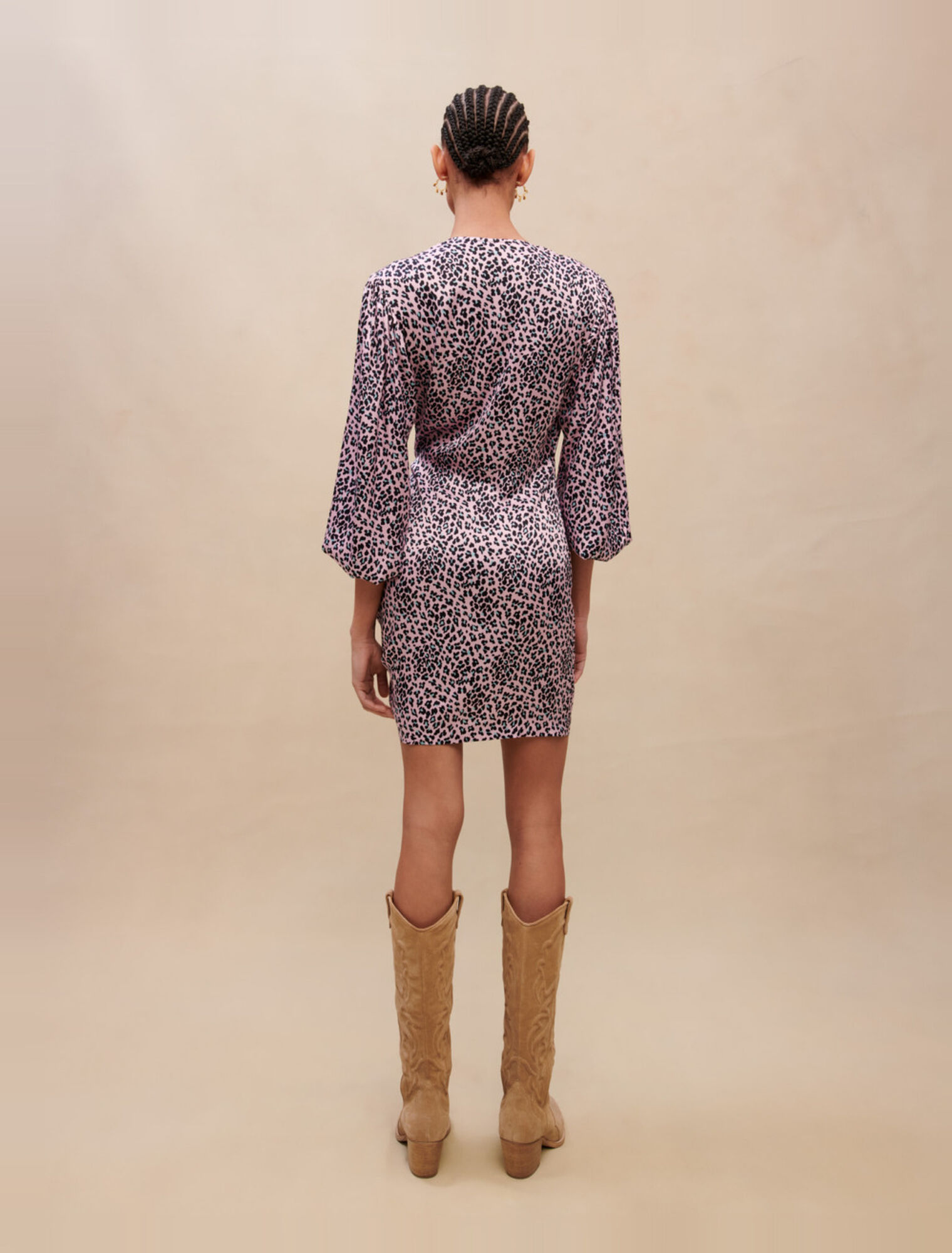 Leopard print draped dress