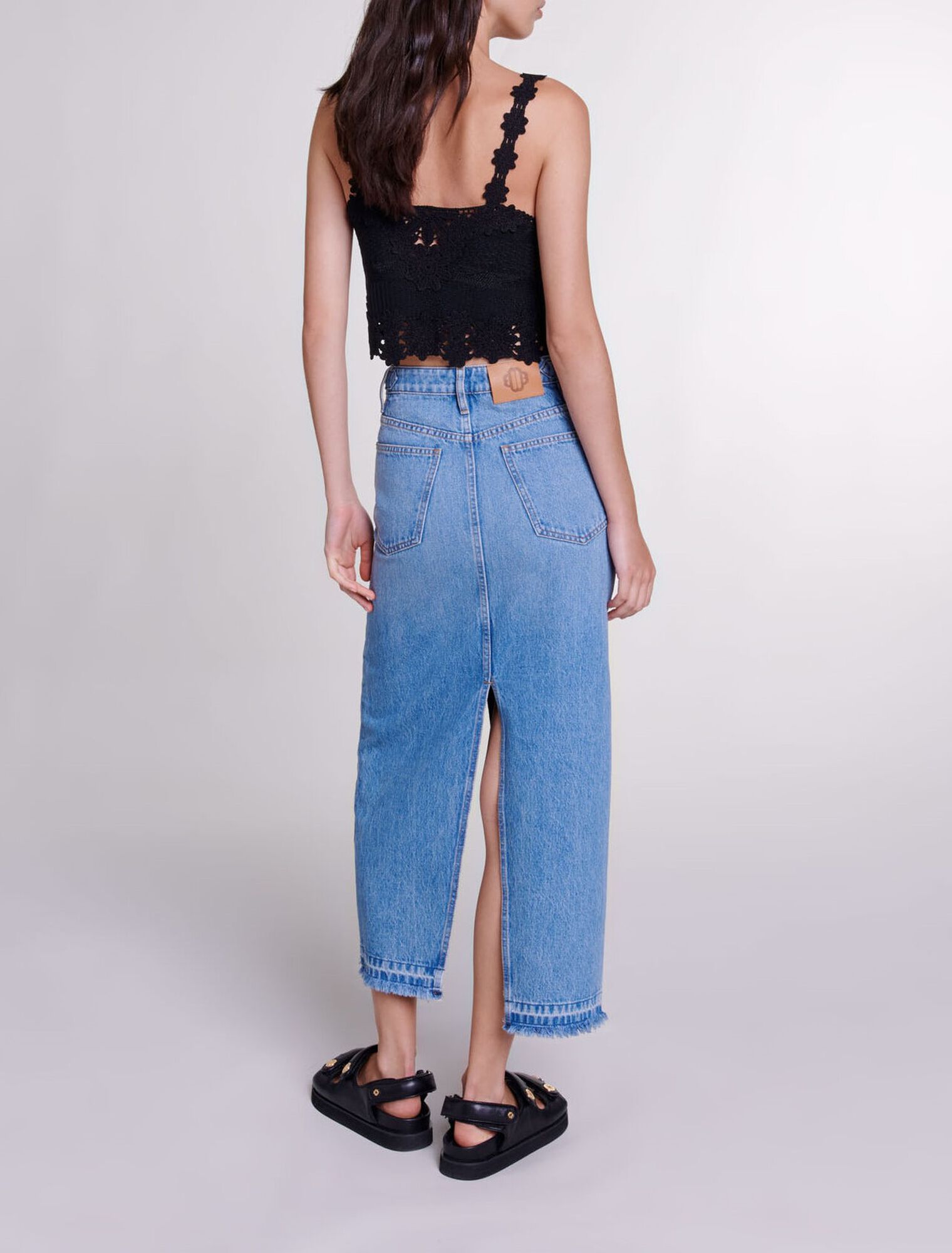 Long denim skirt