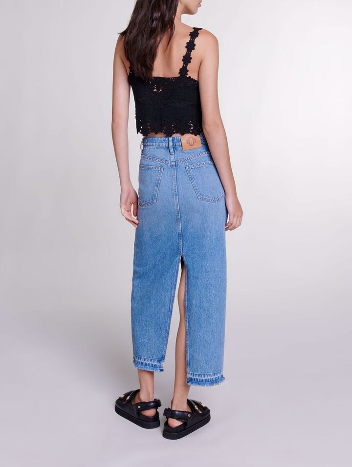 Long denim skirt