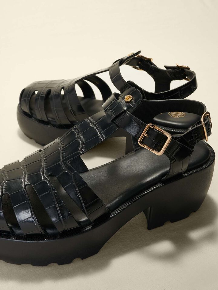 Sandales crantées en cuir