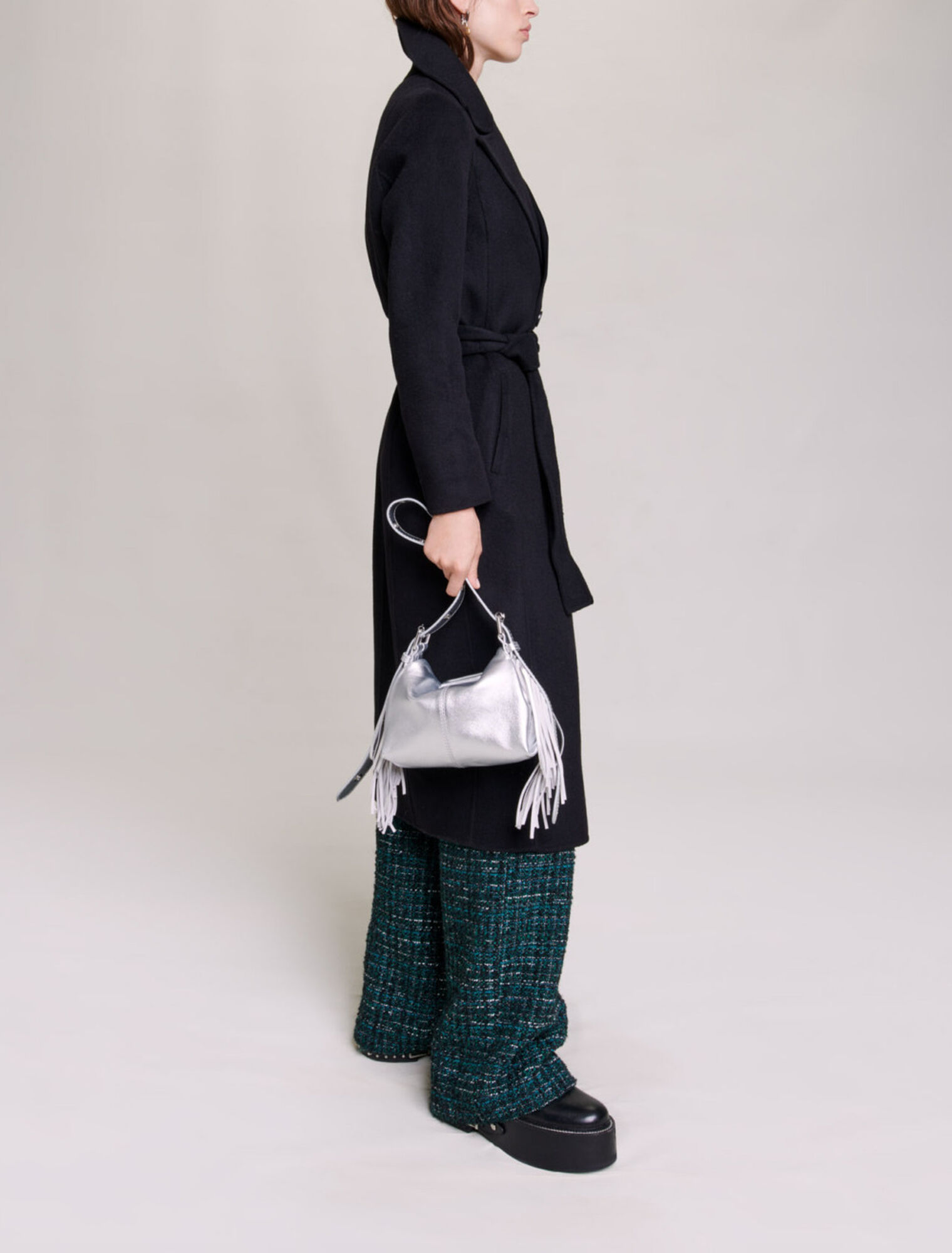 Manteau en double face ceinturé