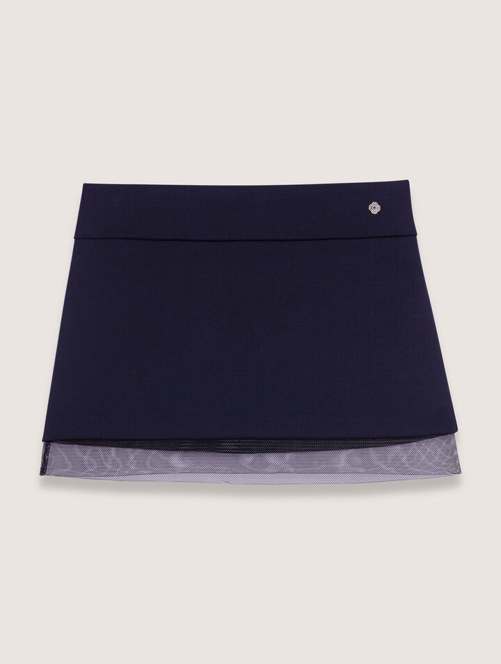Jupe en laine mélangée et tulle