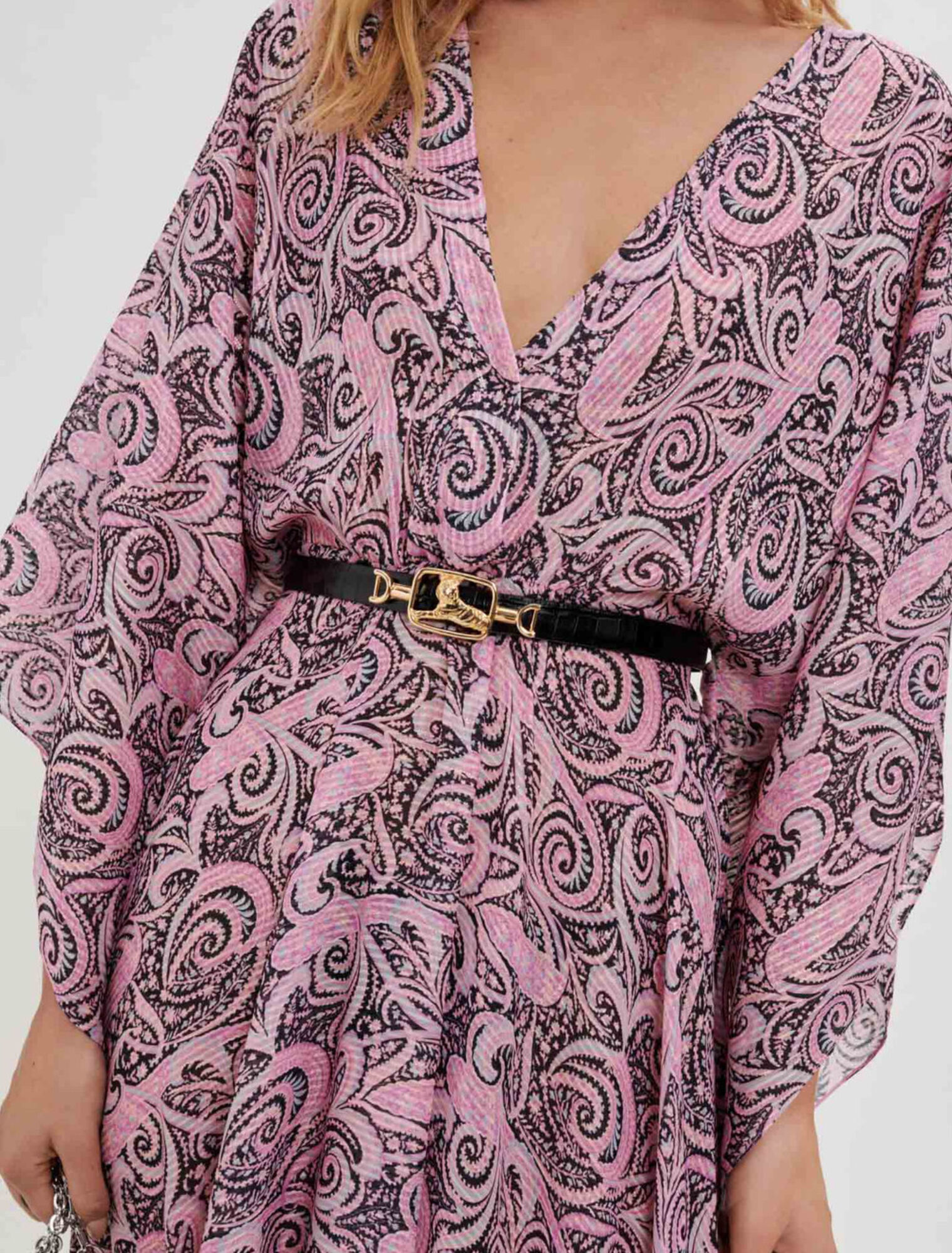 Paisley print flowing scarf dress