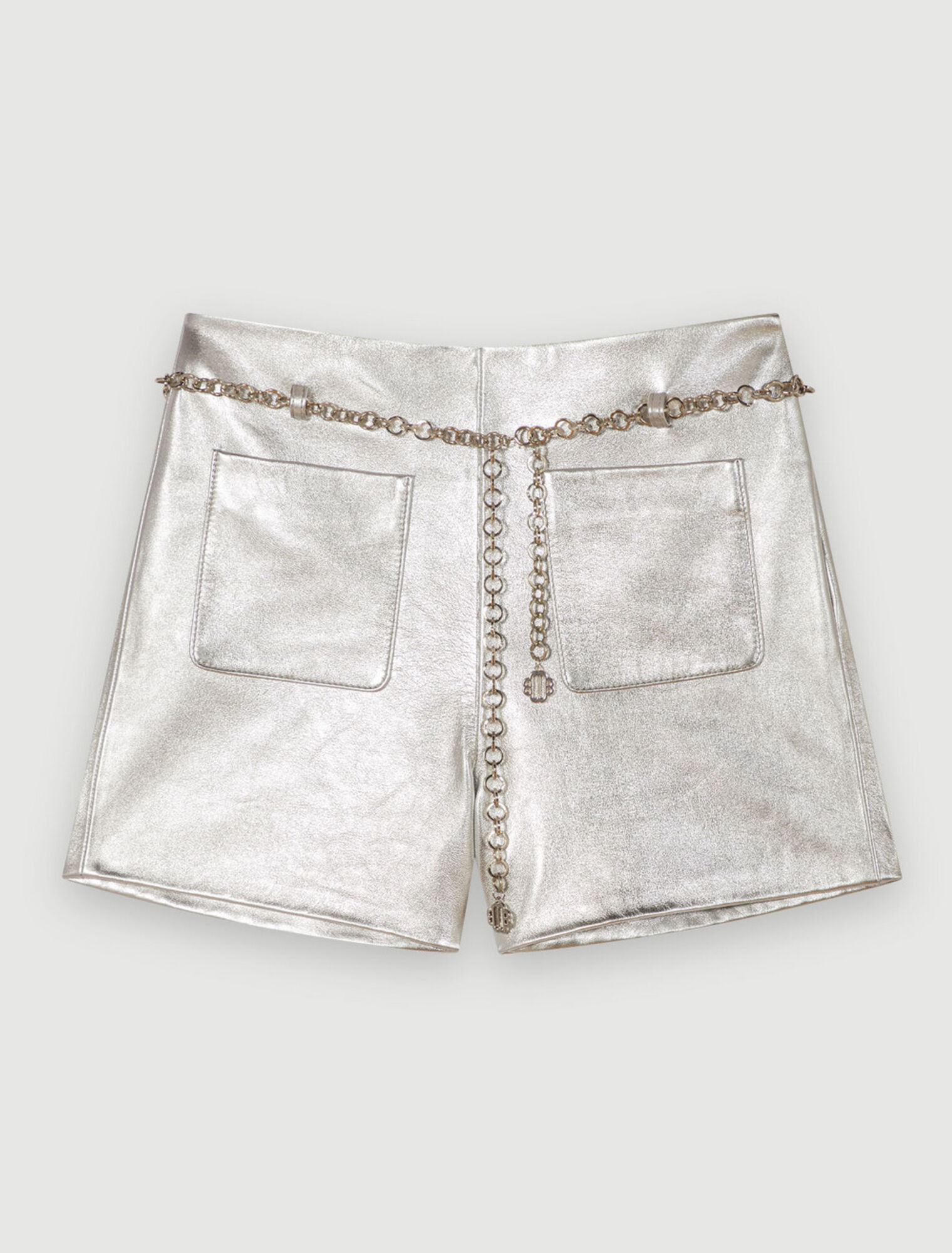 Short en cuir métallisé