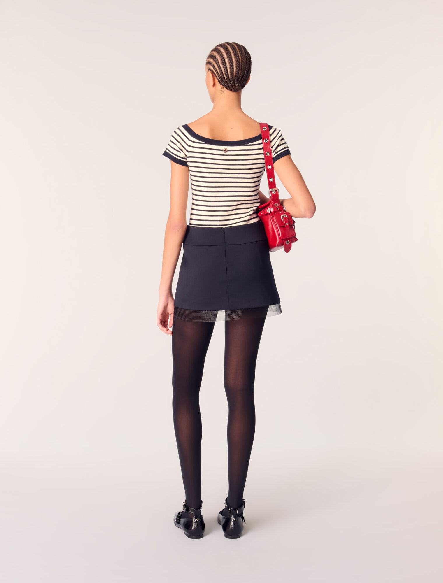 Jupe en laine mélangée et tulle