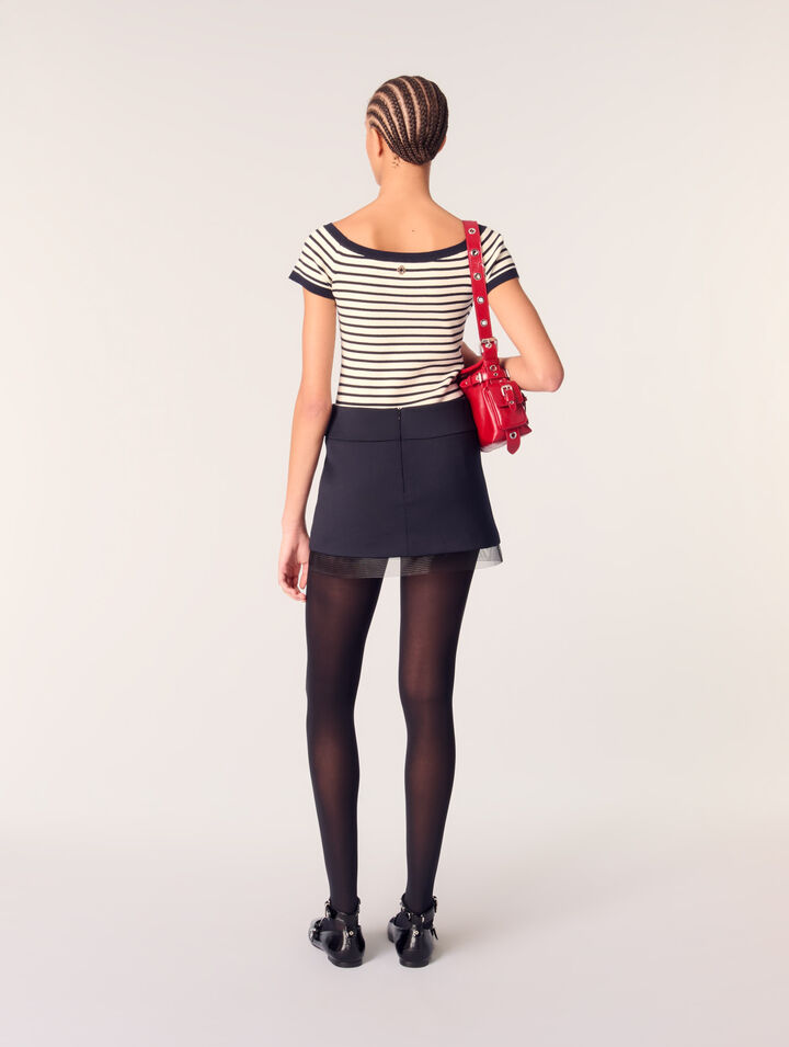 Jupe en laine mélangée et tulle