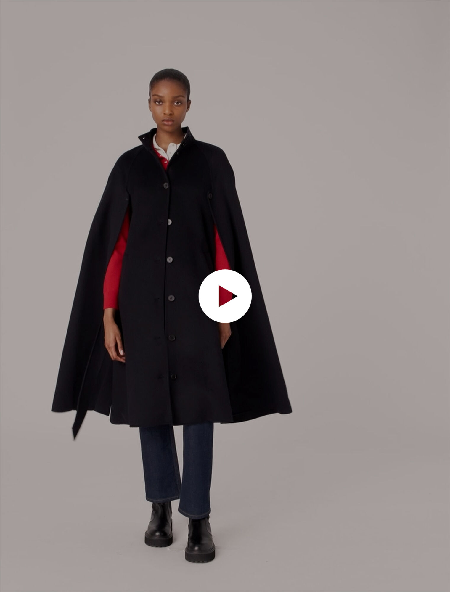 Manteau long double face avec cape