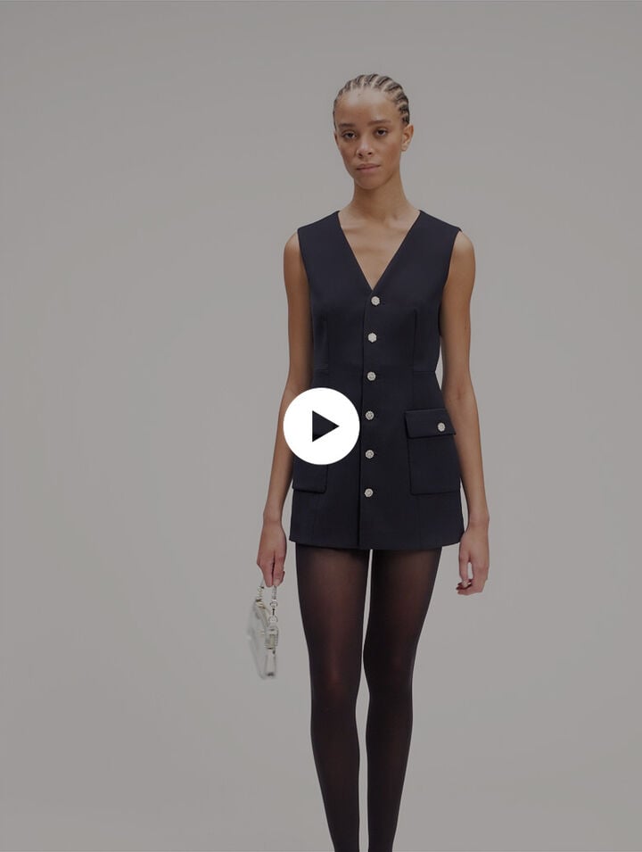 Robe trompe-l'œil en laine mélangée