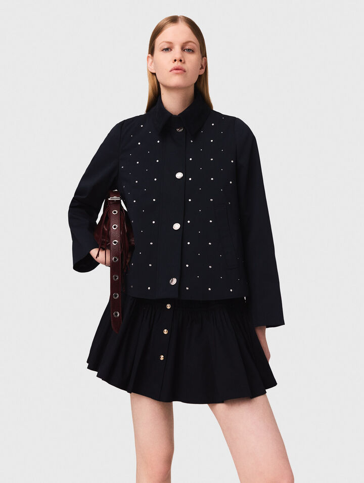 Veste courte col velours et clous