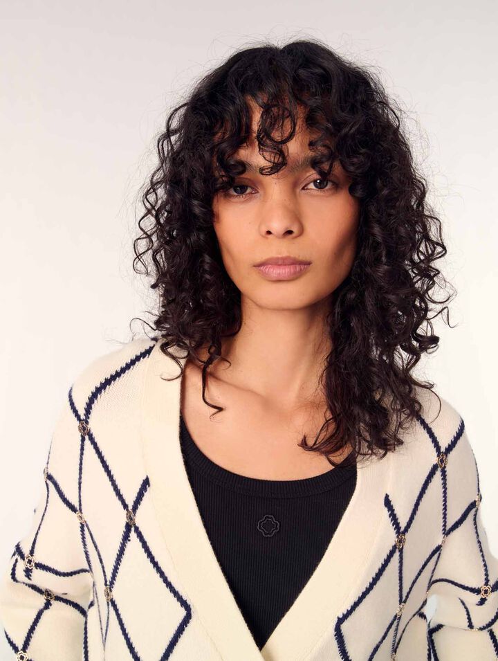 Cardigan en maille à motif losange
