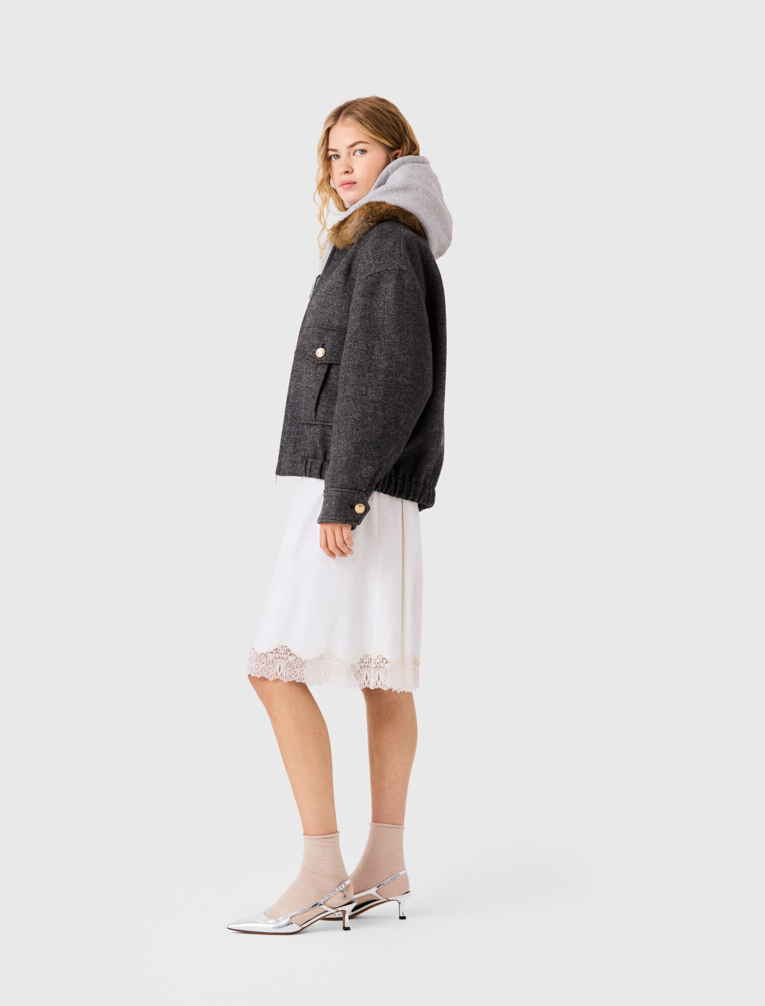 Oversized herringbone jacket