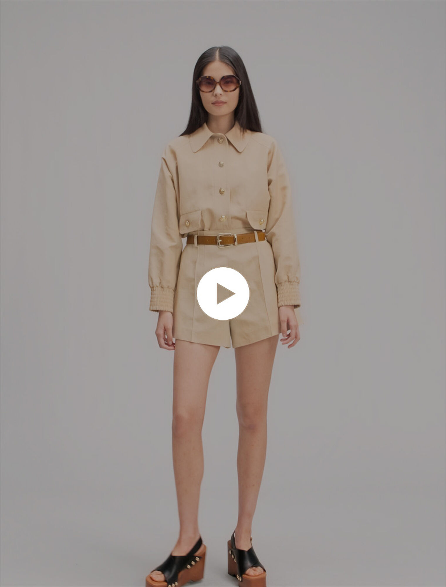 Linen and cotton shorts with darts