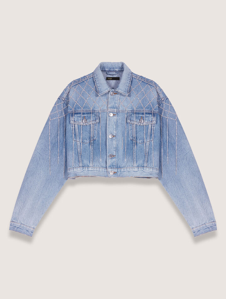 Denim jacket with rhinestones