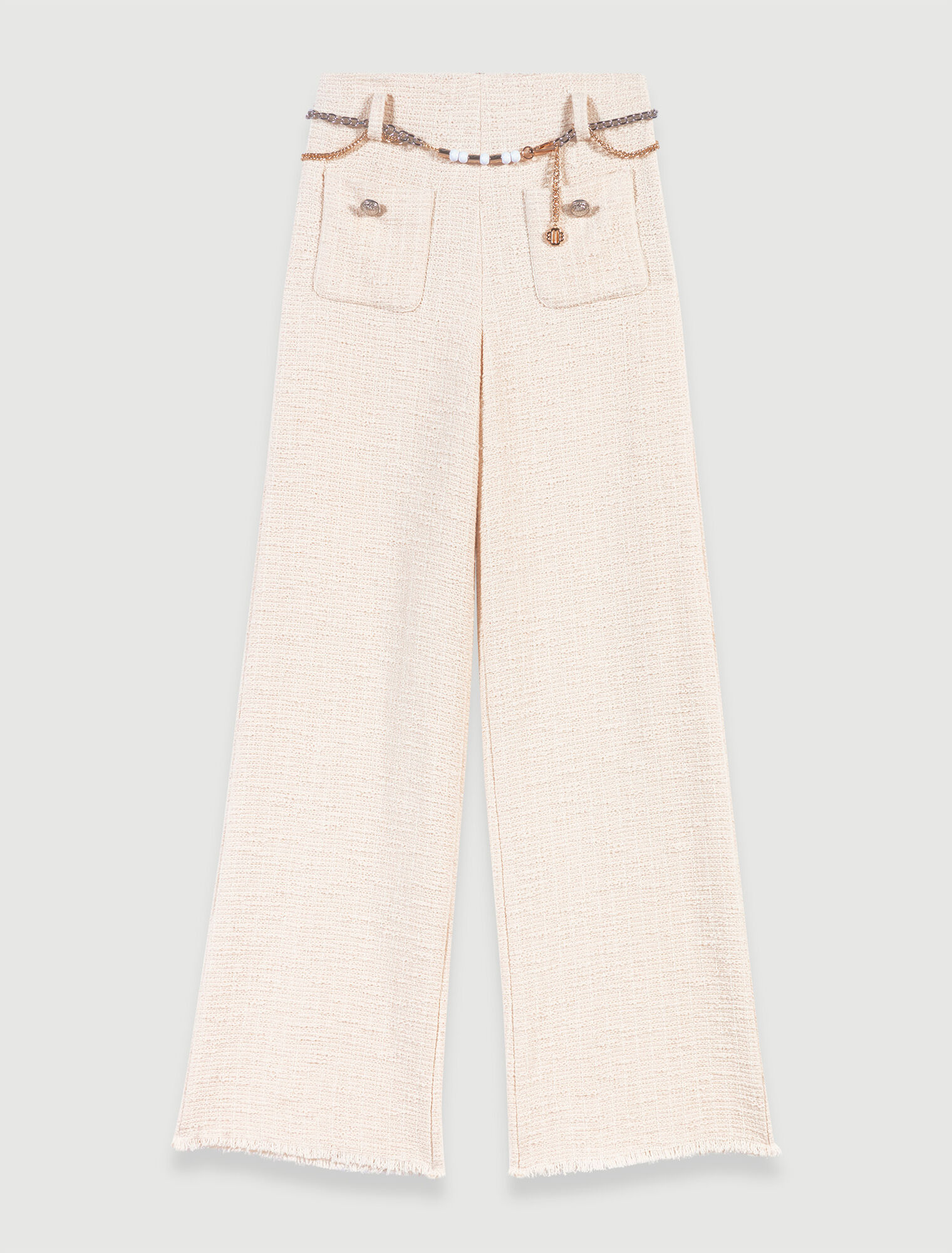 Wide-leg tweed trousers